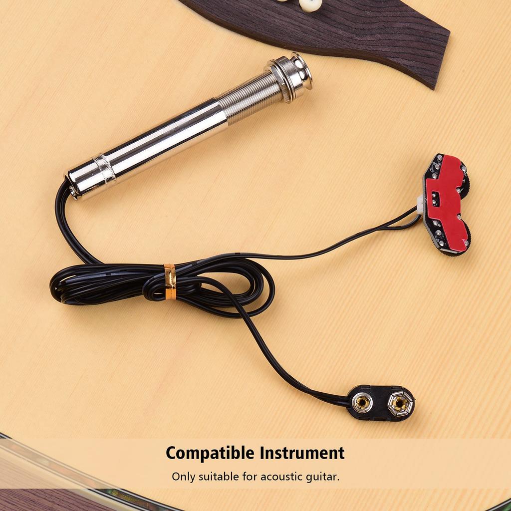 ZEYUAN Style Acoustic Guitar Pickup with Active Pickup Volume and Tone Control with Piezo Rod for Acoustic Guitar Pen-Tube Under-Saddle