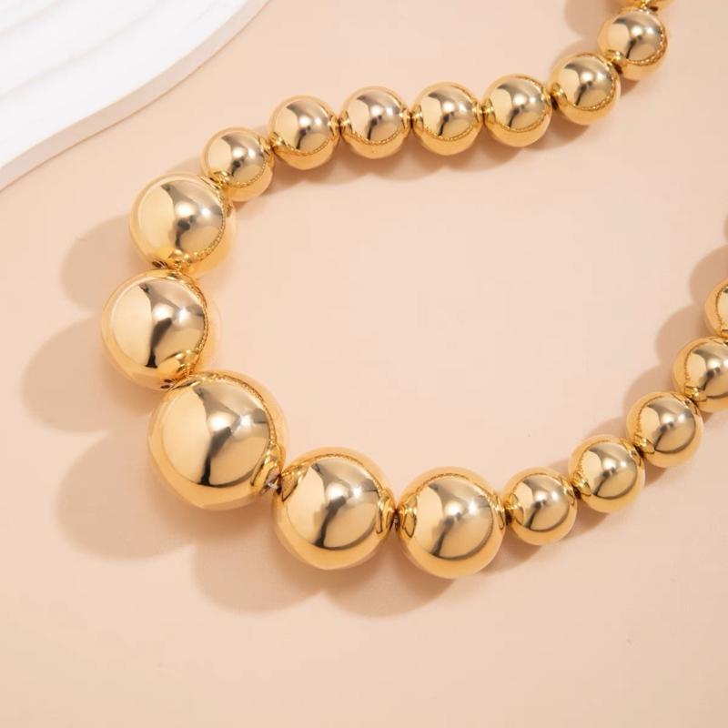 Fashionable Big Beads Chain Necklace Adjustable Choker Chains Clavicle Chain Accessory Vintage Inspired Beaded Neckchain