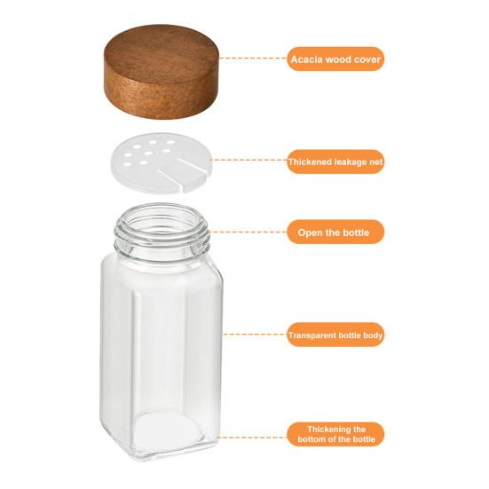 1 комплект баночек для специй с этикетками. Прозрачная бутылка для приправ. Простой в использовании контейнер для приправ для домашней кухни.