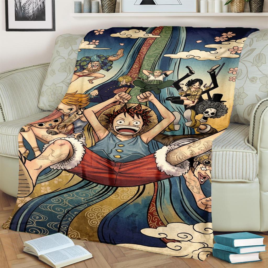 Warm Flannel Blanket "ONE PIECE" Cartoon Design for Sofa, Bed and Picnic