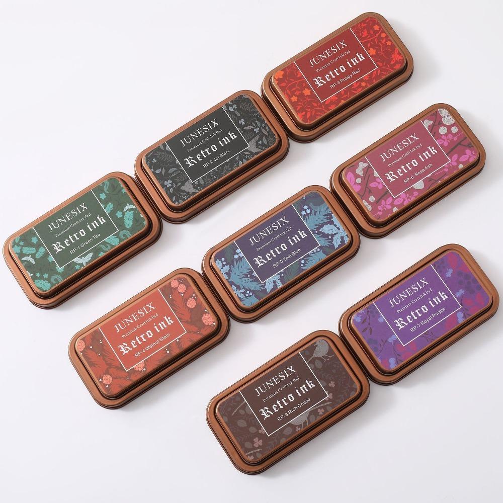 Vintage Iron Box Seal Stamp Colorful Paper Inkpads Creative Seal Stamp Block Gift