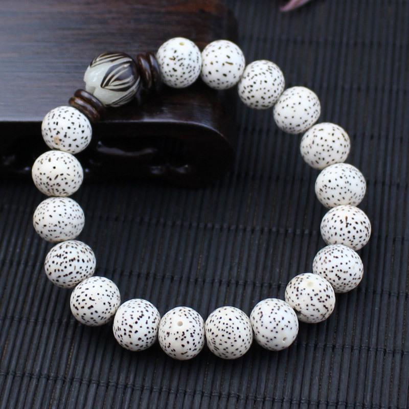 Creative Shunbai Moon & Star Bodhi Bead Bracelet, 10MM Coconut Shell & Lotus Root.