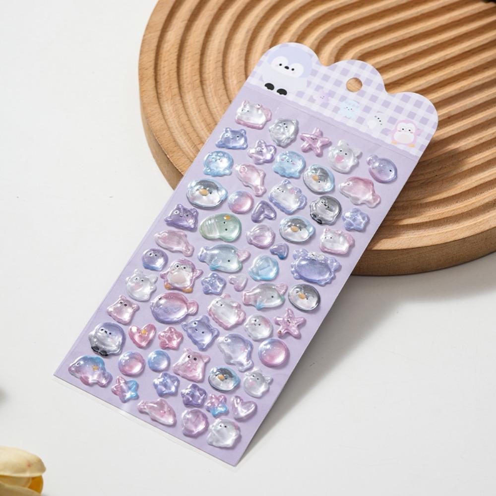 Embossed Animal 3D Crystal Sticker Melody DIY Crafts 3D Relief Stiers Drop Particle Decal PVC Cartoon Animal Sticker
