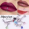 10PC Surgical Steel Stud Piercing Gold Labret Lip Stud Earrings Pircing Ear Pircing Body Jewelry