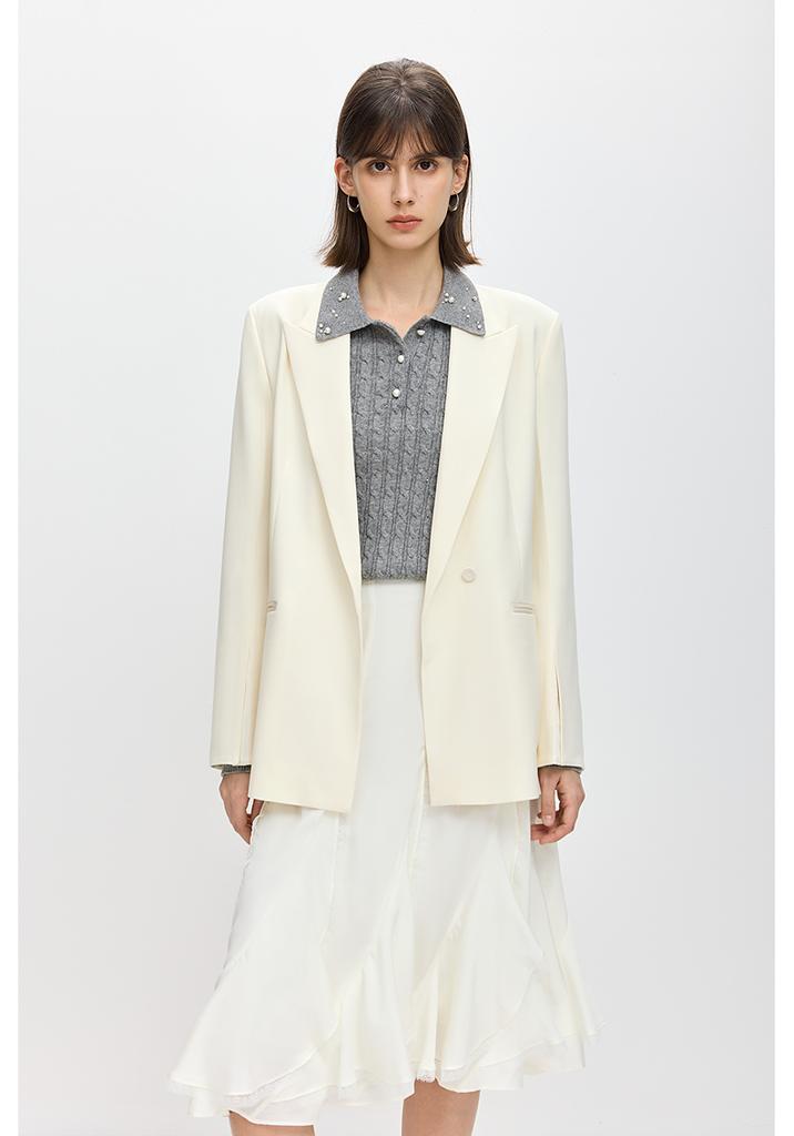 LILY minimalist silhouette white suit jacket
