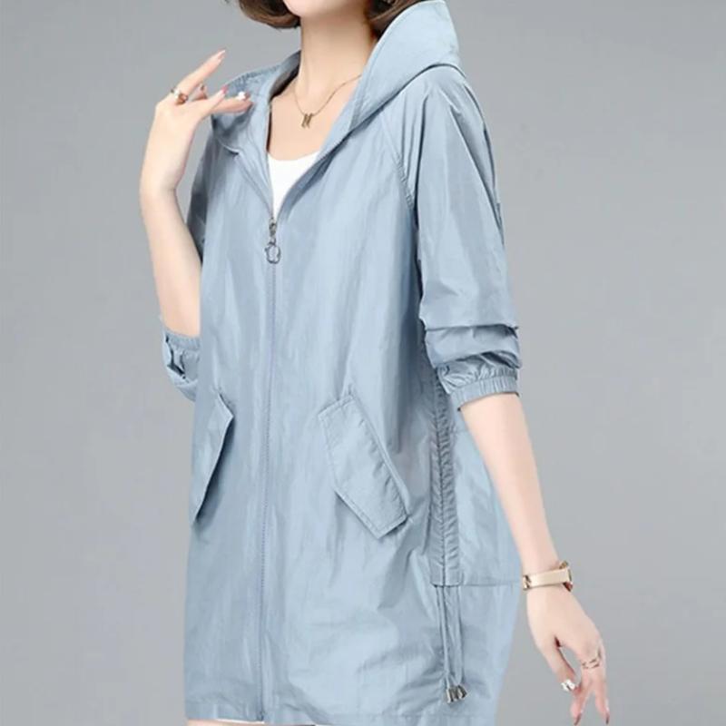 Женская тонкая куртка, новая солнцезащитная куртка с капюшоном и защитой от ультрафиолета, женская летняя ветровка с длинным рукавом 2025 года, повседневная верхняя одежда