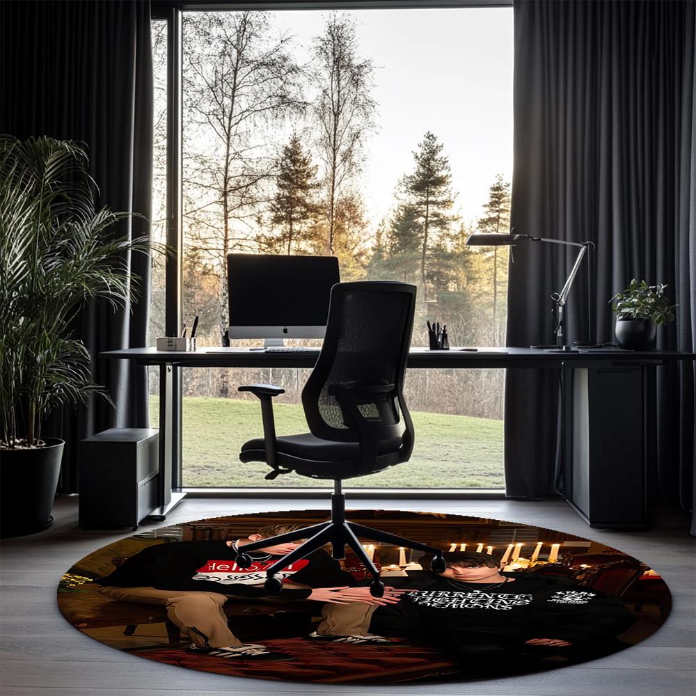Sam and Colby Printed Round Rug Carpet Chair Rug Area Rug Entryway Doormats,for Office Chair Living Room Bedroom Kitchen Room.