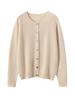 100% Pure Cashmere Osmanthus-Stitch Women's Cardigan: Autumn/Winter Solid Color, Round Neck Sweater, Warm & Versatile Knit Outerwear.