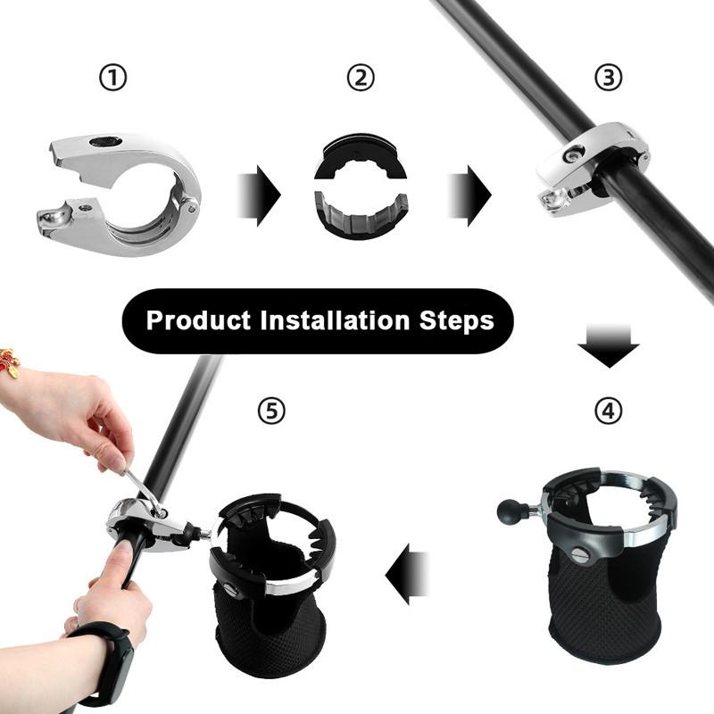 1pcs Motorcycle Cup Holder Handlebar Adjustable Universal Drink Bottle for Harley