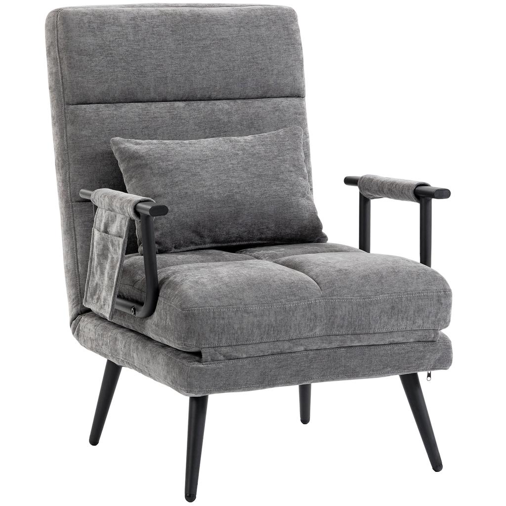 Sleeper Chair 3-in-1 Foldable Chair with Sleep Function, 186 x 60 cm Sleeper Chair with 5-Position Adjustable Backrest