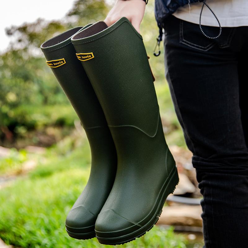 Модные водонепроницаемые резиновые сапоги для женщин, высокие, повседневные, универсальные, приливные резиновые сапоги, дождевая обувь, уличные сапоги, нескользящая обувь