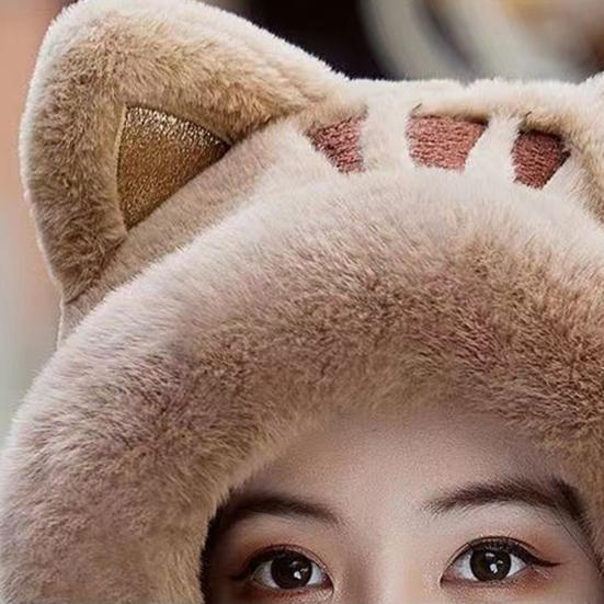 Женский термошарф, стильная защита ушей, супер мягкая пушистая плюшевая шапка, перчатки, уличная одежда