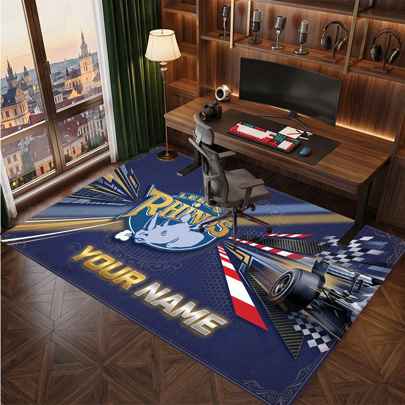 Leeds Rhinos Personalized Crystal Velvet Carpet, Customized Name Text Soft Anti‑Slip Rug for Living Room Bedroom