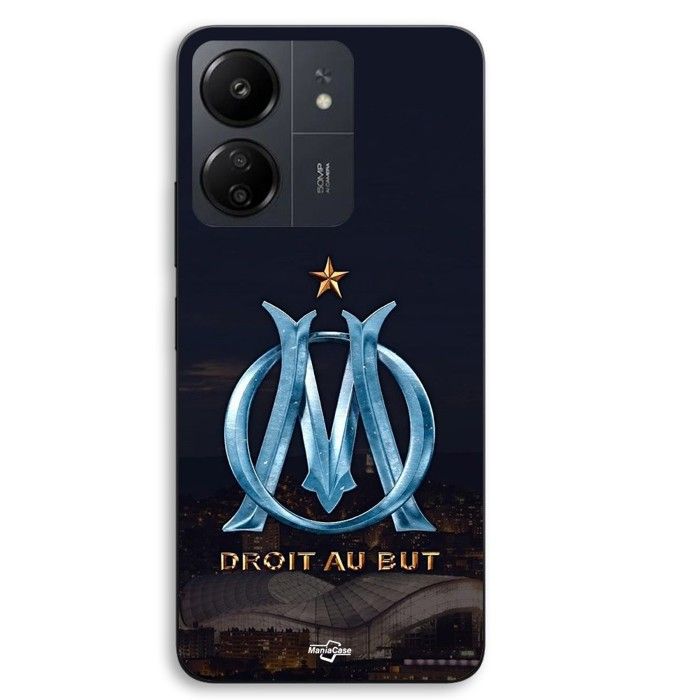 Coque de téléphone - MANIACASE - Xiaomi Redmi 13C 4g - Silicone TPU - Motif OM bleu et doré - Noir