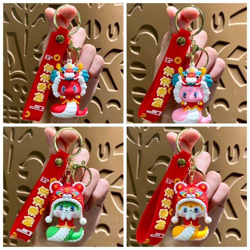 Good Lucky Snake Keychain Lion Dance Snake Key Ring Cute 2025 New Year Pendant Bag Charm