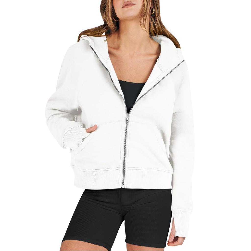 Женские толстовки с длинным рукавом, повседневные толстовки на молнии, толстовки с отверстиями для большого пальца, пальто, куртки с карманами