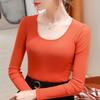 Mesh Base Shirt for Women In Spring and Autumn Clothes New Round Neck Long-sleeved T-shirt Stretch Inner Solid Color Top