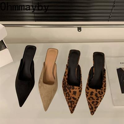 Дизайнерские женские туфли-мюли с острым носком, модные туфли без застежек, повседневные туфли на низком каблуке для женщин