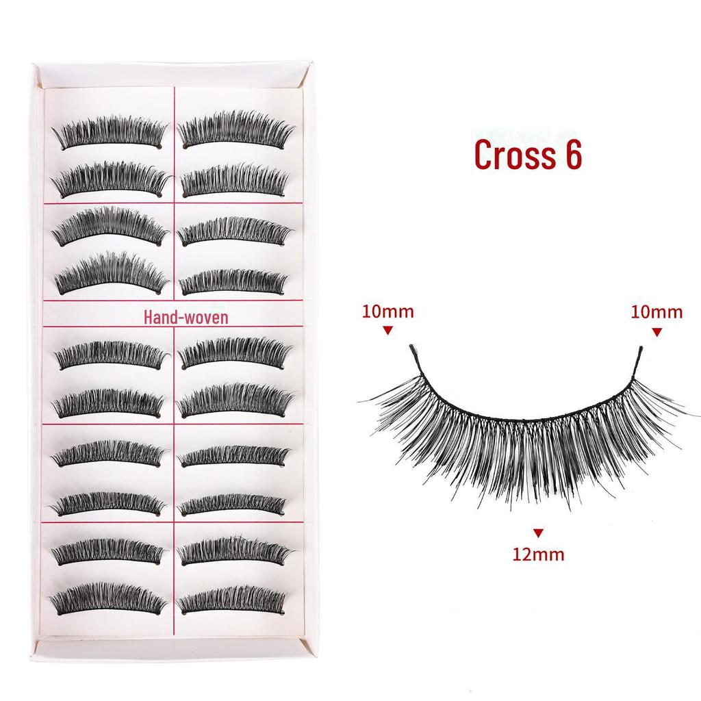 217 накладных ресниц ручной работы - 10 пар, натуральный стиль, перекрестный хлопковый стержень для сценического макияжа
