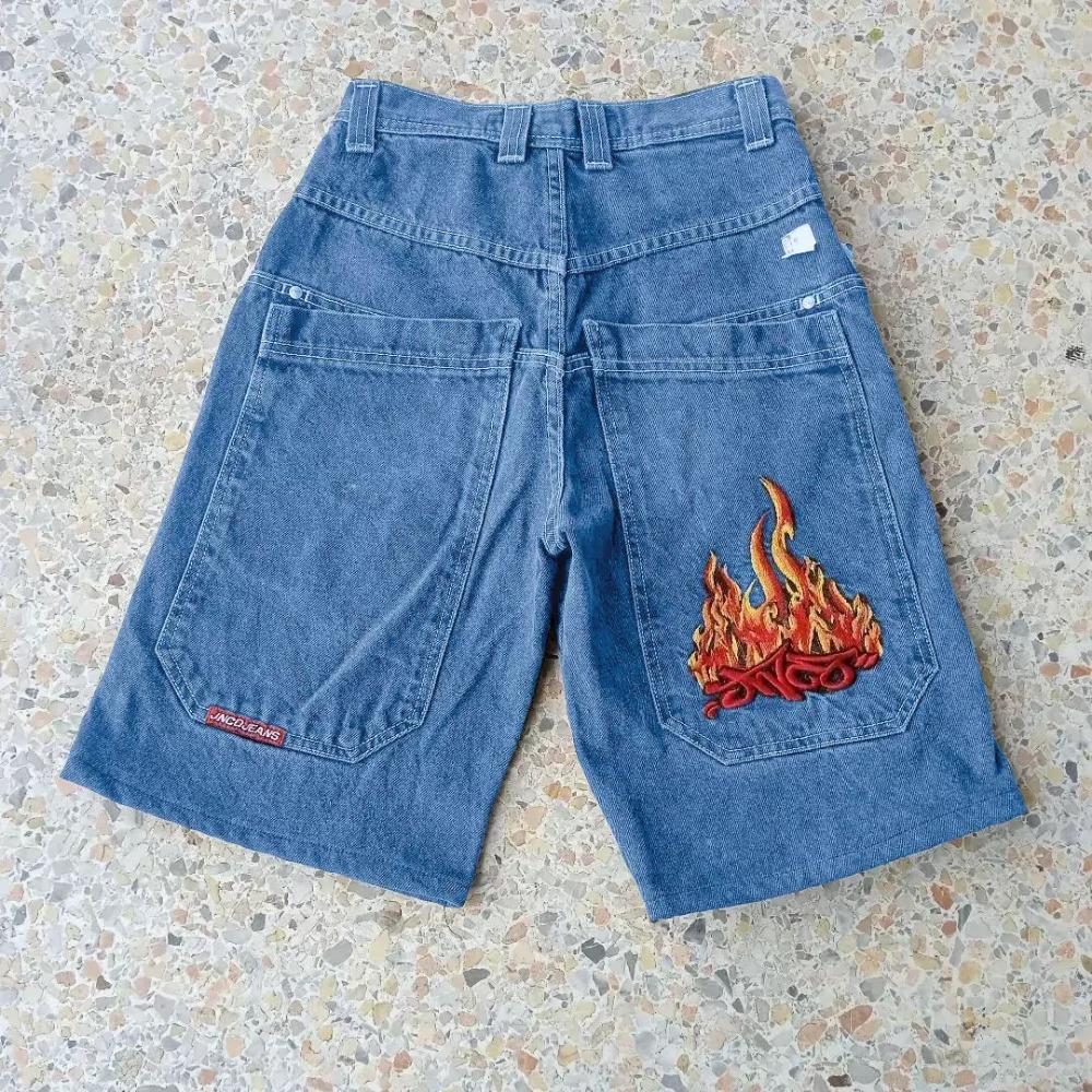 Хип-хоп ретро джинсовые шорты Y2k синяя стирка широкие прямые рабочие брюки мужские и женские уличные шорты одежда