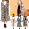 Winter Outfits Dress Up Game Dolls Accessories Toy Clothes Doll Plaid Overcoat Mini Parka Coat