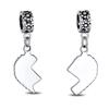 Engrave Mother Daughter Puzzle 2 Piece Split Heart Sister Bead Charms for Mother Sterling Silver Fit European Bracelet .925
