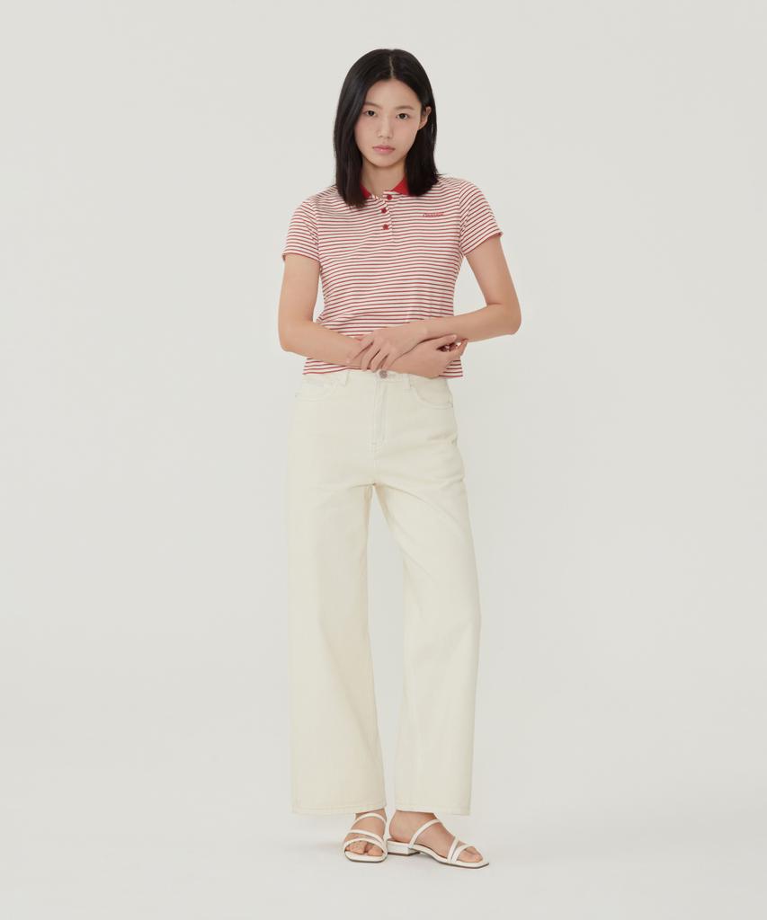COVERNAT WOMAN Slim Striped T-Shirt Red