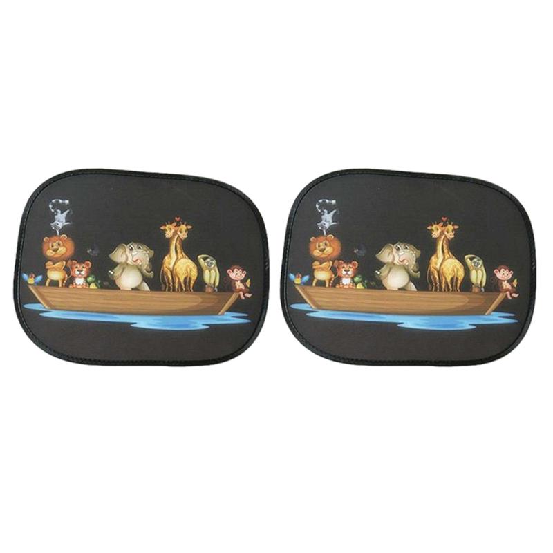 2Pcs Car Window Sun Shades Privacy Protection Cute Animals Patterns Privacy Curtain Sun Shield Protector for Children