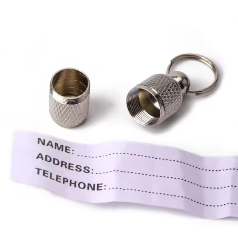 Анти-потеряшка для питомца Собака Кошка ID-бирка Металлическая трубка для хранения Аксессуар для ошейника Идентификационный кулон с именем и адресом питомца для безопасности питомцев