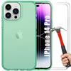 Silicone Case - BOOLING - for iPhone 14 Pro - Green - 2 Tempered Glass Screens - Optimal Protection - Flexible