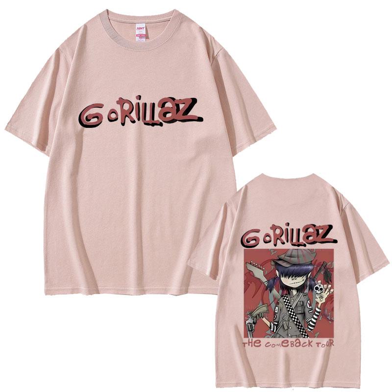 Rock Band Gorillaz The Come Back Tour Tshirt Men Women Hip Hop Fashion Oversized Streetwear Male Gothic Punk Short Sleeve Tees