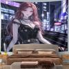 "Elegant Red-Haired Woman in Night City" Pattern Wall Hanging Tapestry Decorative Tapestry Home Decor for Bedroom and Living Room