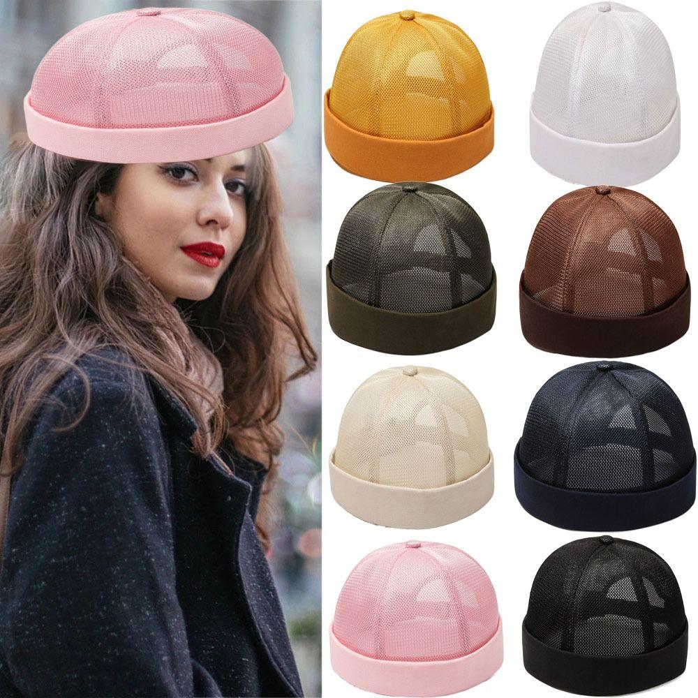 Уличная мода Женская Мужская Шапка-бини Повседневная Шапка-дыня Без полей Хип-хоп Шапка Сетчатая шапка