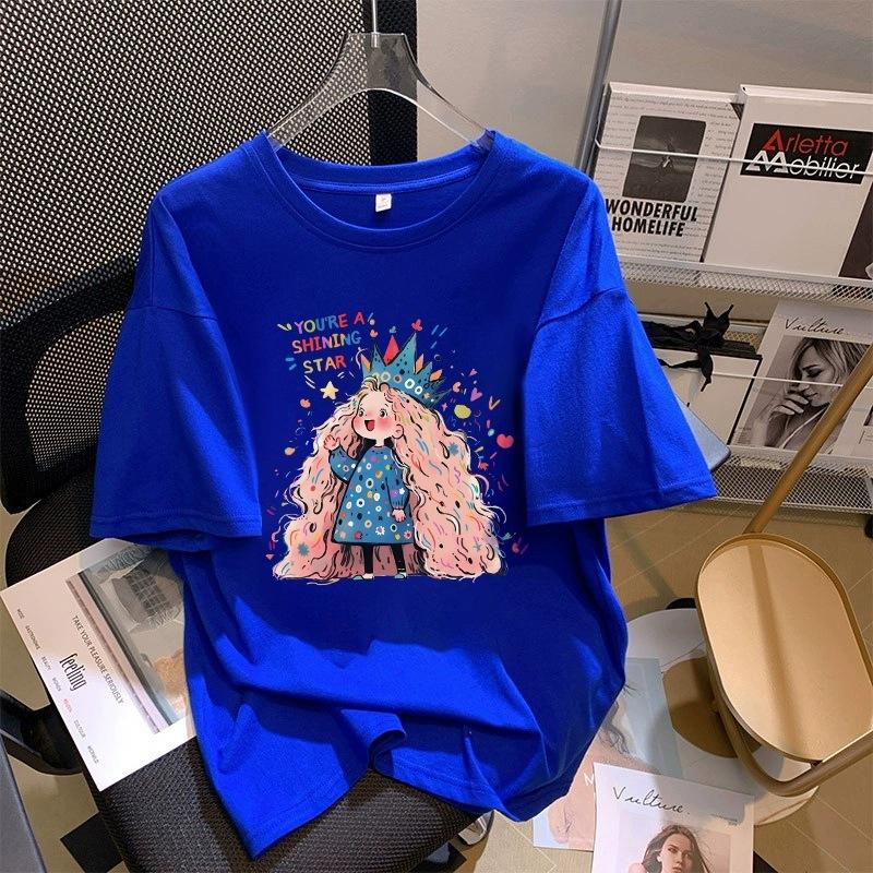 Футболка из чистого хлопка белого цвета с короткими рукавами для женщин на лето, новый большой размер, свободный дизайн, тонкий топ с короткими рукавами и принтом