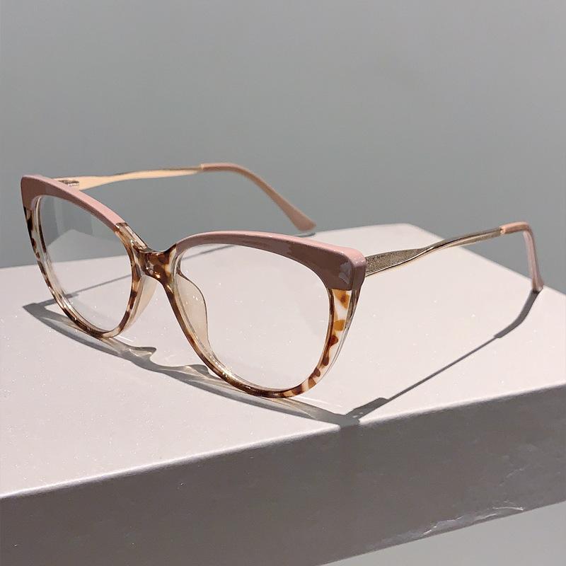 Anti Blue Light Optical Big Glasses Women Cat Eye Vintage Luxury Brand Designer Myopia Prescription Double Color Eyewear Frame