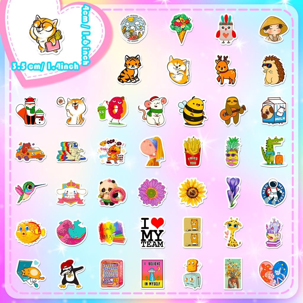 100 Small Size 4cm Globe Mix and Match Stickers Ebay Cute Cartoon Fresh Head
