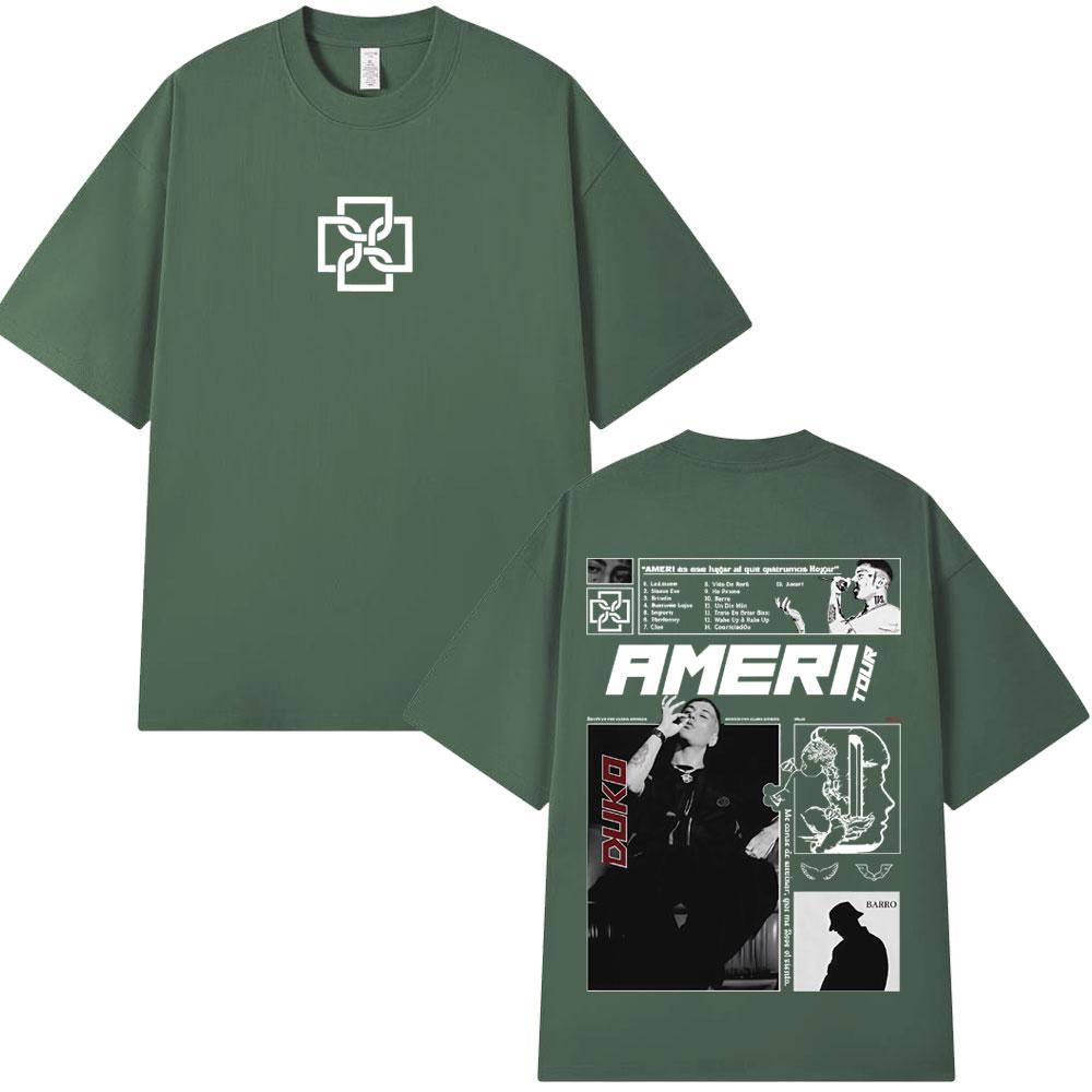 Мерч-футболка Duki Ameri Tour для рэпера, унисекс, женская одежда, модная, хип-хоп, оверсайз, хлопковая, уютная, с коротким рукавом