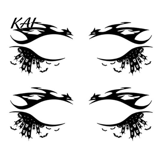 Non Residue Face Stickers 2 Pairs Halloween Eye Tattoo Stickers, Waterproof Temporary Decals with Water Transfer Skin Pumpkin Bat Spider Web,