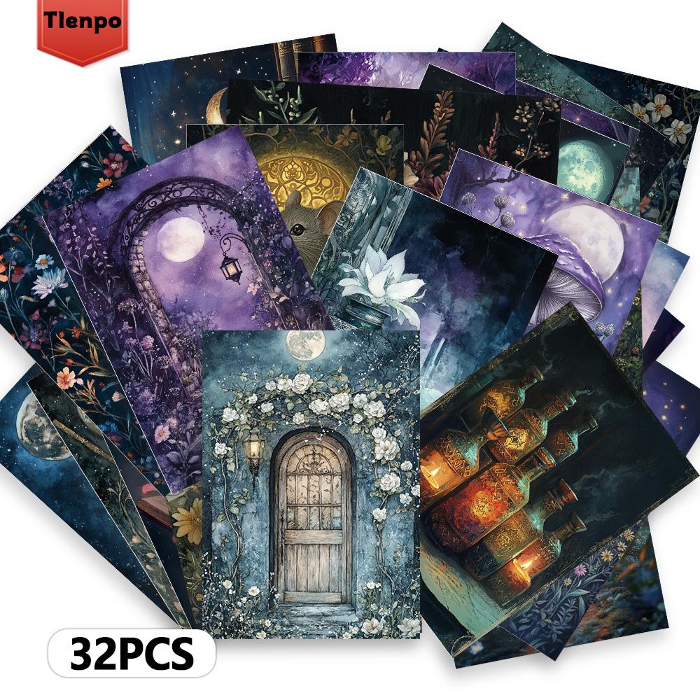 32pcs, Magic Forest Postcards, Gothic Style, Birthday/Anniversary Gifts, Collectible, Giftable, and Mailable.