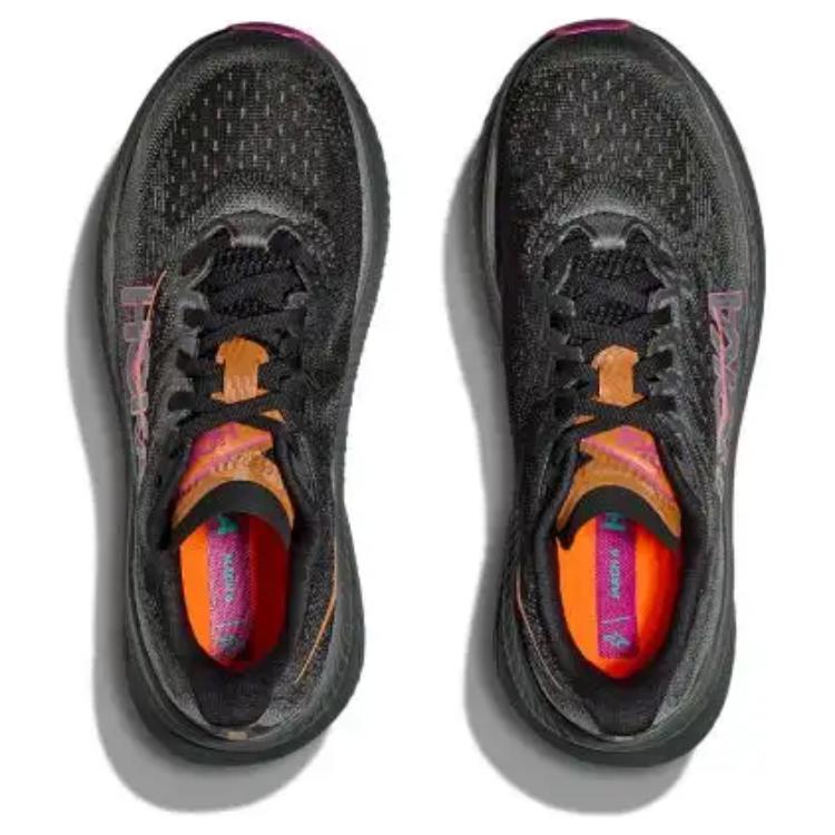 HOKA One One Mach 6 Удобные Нескользящие Прочные Амортизирующие Низкие Кроссовки для Бега Женские Кроссовки для Бега Черные 1147810-BKFS