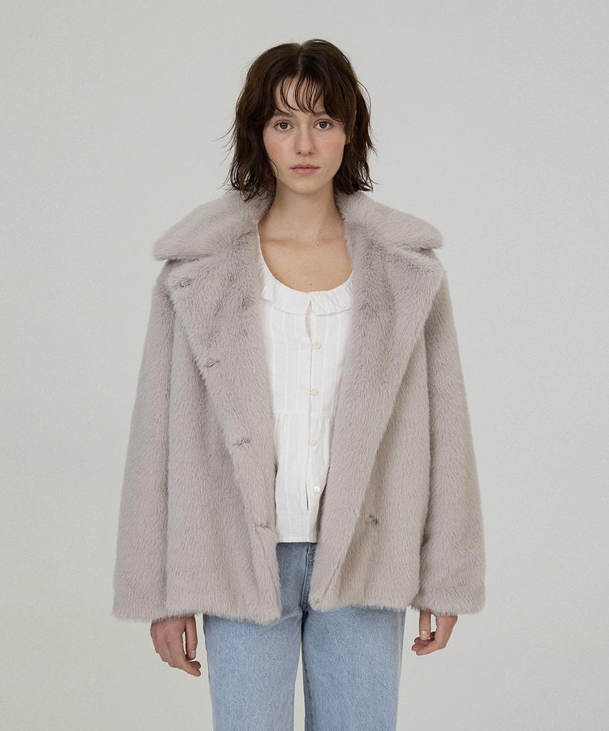 Somewherebutter Half Fur Jacket - Light Gray