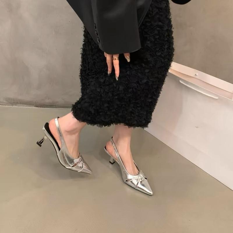 Мода 2025 Французская элегантность Босоножки на высоком каблуке с открытым носком Женская обувь Горячая распродажа сезона Новые летние туфли-лодочки