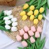 5PCS 34cm Decorative Fake Flowers PU Wedding Bridal Tulip Bouquet Artificial Tulip  Wedding Backdrop