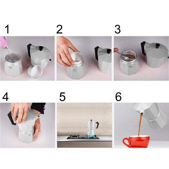 50/150/300мл Кофеварка для плиты Алюминиевая кастрюля Мока Эспрессо Перколятор Чайник