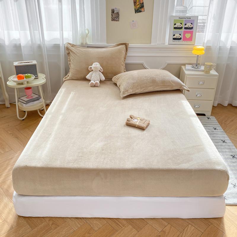 Теплые и Толстые Эластичные Простыни Однотонные Регулируемые Фланелевые Зимние Наматрасники Бархатное Постельное Белье Размеры 90/150/180/200