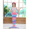 Kids Mermaid Swimsuit Set Girls 3-Piece Bikini Swimwear With High Elasticity Solid Color Toddler Swimming Outfit