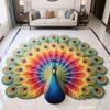 Yousheng Floor Mat Colorful 3D Peacock Design Quick-Drying Crystal Velvet Soft Absorbent Bath Rug Anti-slip Backing Easy Care Bathroom Mat