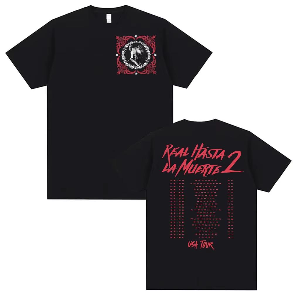 Anuel AA Real Hasta La Muerte USA Tour Merch T Shirts Mens Clothing Vintage Summer Tshirt Casual T Shirt Streetwear
