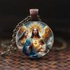Jesus Saint Mary Necklace Pendant, Holy Guardian, Christian Jesus Glass Pendant Necklace Accessory