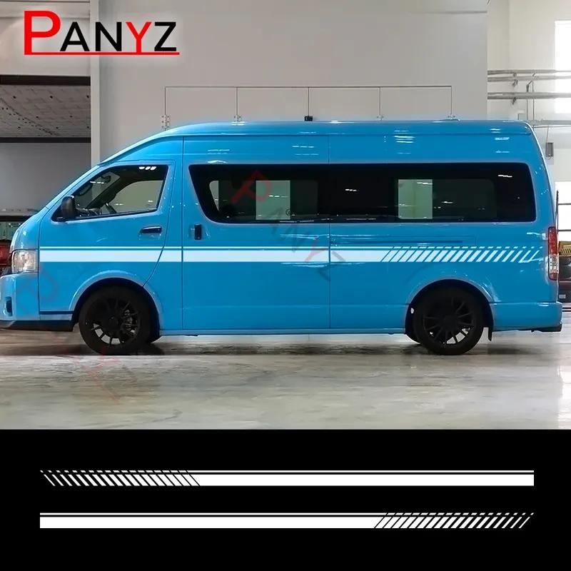 2PCS Racing Car Door Waist Line Side Stripes Stickers For Toyota Hiace 200 Auto Decor Vinyl Film Decals Tuning Accessories